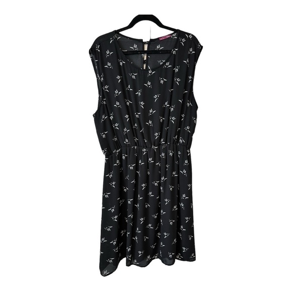 Modcloth | Ixia Sheath Dress Hummingbird Print Sleeveless Elastic Waist Size 2X - Picture 1 of 13